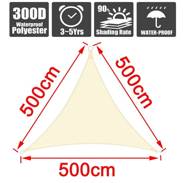 Beige Waterproof Shade Sail Square Rectangle Triangle Shade Cloth