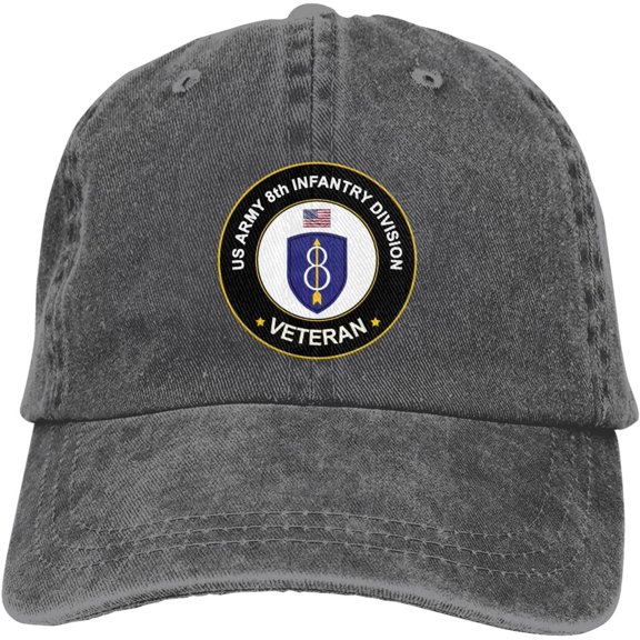 US Army 8th Infantry Division Veteran Dad Hat Baseball Unisex Baseball Adjustable Washed Cap