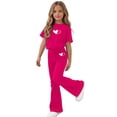 thumbnail image 6 of Zpanxa Girl Outfits Sets Girls Bow Graphic Tee and Flare Pants Set 2 Piece Casual Summer Outfit, 6 of 7