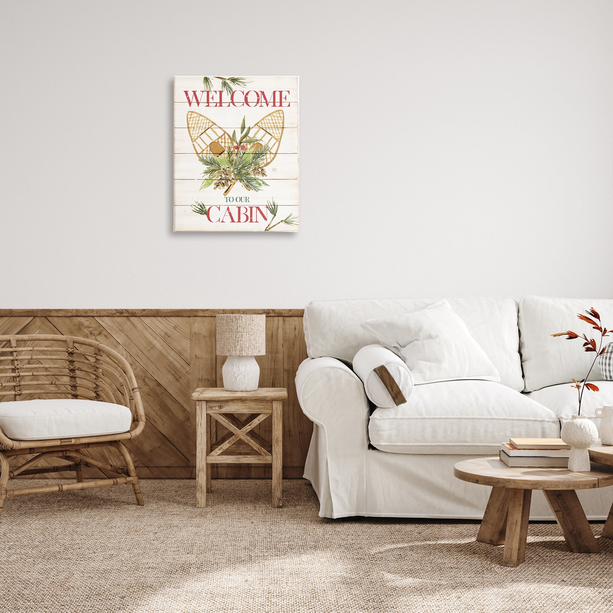 Stupell Industries Rustic Cabin Welcome Botanical & Floral Painting Gallery Wrapped Canvas Art Print Wall Art, 24 x 30
