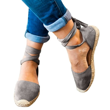 

Summer Fashion Womens Casual Shoes Flat Lace Up Leisure Roman Sandals