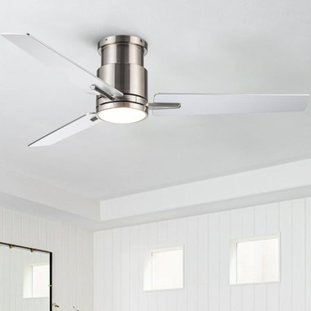 52" Brushed Nickel Lowe Profile Ceiling Fan with Light