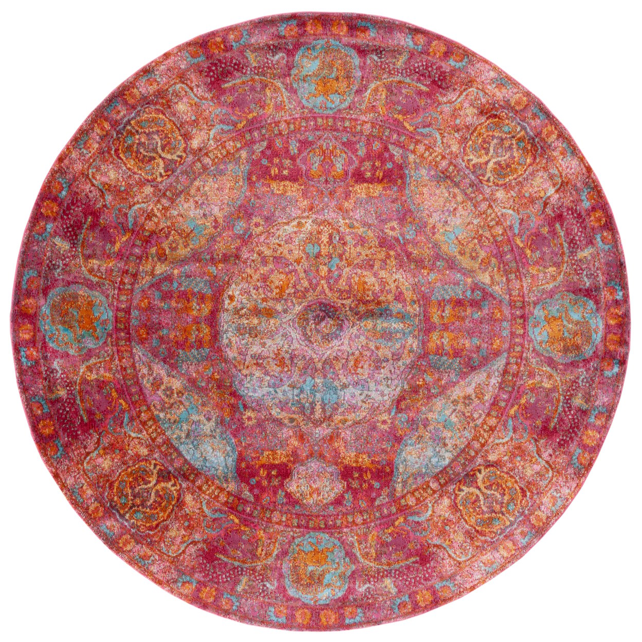 thumbnail image 3 of SAFAVIEH Luxor Metha Floral Bordered Runner Rug, Fuchsia/Gold, 2'2" x 11', 3 of 3