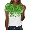 thumbnail image 2 of LEKWK Womens Graphic T Shirts Rising Green Shamrock Field Round Neck Short Sleeve St Patricks Day Shirt Clover Pattern Festival Tee, 2 of 6