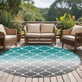 thumbnail image 5 of Teal Grey Ombre Morocco Pattern Large Area Rugs for Bedroom Living Room, Soft Non Slip Carpet Bedside Rug, Modern Moroccan Geometric Round Floor Cover Kitchen Accent Rug 8' for Dining Room/Office, 5 of 9