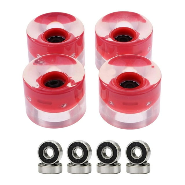 S SERENABLE Roues de Planche à Roulettes Lumineuses 4x Roue en PU Flash Accessoires de Remplacement Rouge