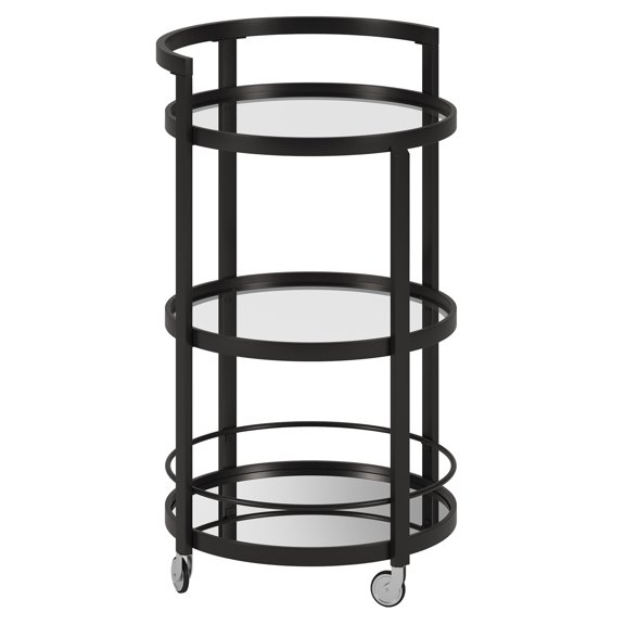 Evelyn&Zoe 21" Blackened Bronze Metal/Glass Bar Cart