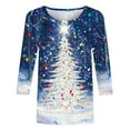 thumbnail image 3 of Womens Christmas Tops 3/4 Length Sleeve T Shirts Plus Size Women Blouses Cotton 3/4 Sleeve Shirts For Women Dressy Casual Plus Size Fall Outfits 2025, 3 of 5