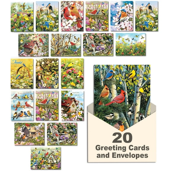 Leanin' Tree Wings and Wishes, Greeting Cards Assortment Box, 20 All Occasion Cards Assortment Box with Envelopes
