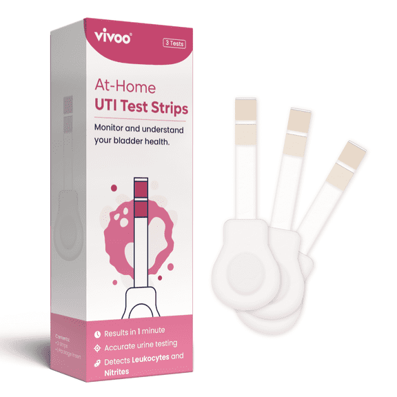 Vivoo UTI Test Strips for Women & Men — At-Home Urinary Tract Infection Test Kit | Leukocytes & Nitrites Detection | Results in 60 Seconds | 3 Test Strips | Fast & Easy to Use