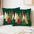 thumbnail image 3 of Green Christmas Throw Pillow Covers - 16 x 16 Inch Set of 2 - Red, White, Gold Colorful Christmas Trees - Xmas & Winter Holiday Decorative Pillow Covers - Cushion Cases for Sofa & Couch, 3 of 6