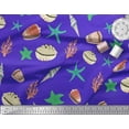 thumbnail image 2 of Soimoi Blue Cotton Voile Fabric Starfish & Sea Horns Ocean Print Fabric by the Yard 58 Inch Wide, 2 of 3