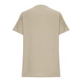 thumbnail image 3 of Women's Cotton Linen Shirt, Button Down Short Sleeve V-Neck Blouse, Breathable & Soft Casual Top for Daily Wear, Office, and Summer Outfits Essential Wardrobe Staple-Khaki, 3 of 5