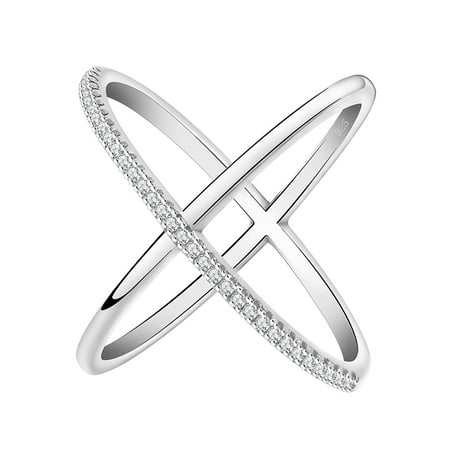 Rose Gold Pave Ginger Lyne Collection Infinity Ring Crisscross deisgn Micro Pave CZ Rose or White Gold Plated ()