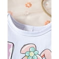 thumbnail image 5 of Yunliwuli Baby Girls Easter Outfits Letter Print Long Sleeves Romper and Egg Print Elastic Flared Pants Headband Set Fall Clothes, 5 of 10