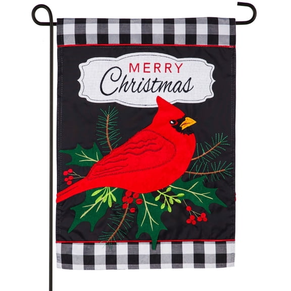 Merry Christmas Cardinal Garden Flag 2 Sided Decorative