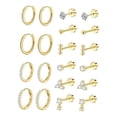 thumbnail image 3 of Juegos de aretes,Conjuntos de aretes para mujeres con múltiples perforaciones para niñas,Pendientes de aro con forma de botón,aretes con parte trasera plana,Pendientes apilados de acero Oro, 3 of 8