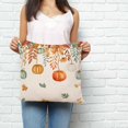 thumbnail image 2 of Fall Orange Green Pumpkins Pillow Covers 20x20 Inch Decorative Throw Pillow Cover, Thanksgiving Maple Leaf Rustic Sofa Pillowcases Accent Cushion Case Home Decor Bedroom Living Room, 2 of 6