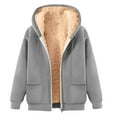 thumbnail image 6 of larppty Women's Winter Sherpa-Lined Warm Casual Solid Long Sleeve Zipper Hooded Jacket With Pockets（Grey，XXXL）, 6 of 6
