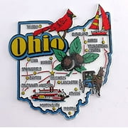 Ohio Map and Landmarks Collage Fridge Souvenir Collectible Magnet FMC