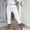 White, variant on Tsesme Work Capris Pants for Women Slim Fits Button Waist Pants with Pockets Summer Fashion Business Cropped Trousers ,L