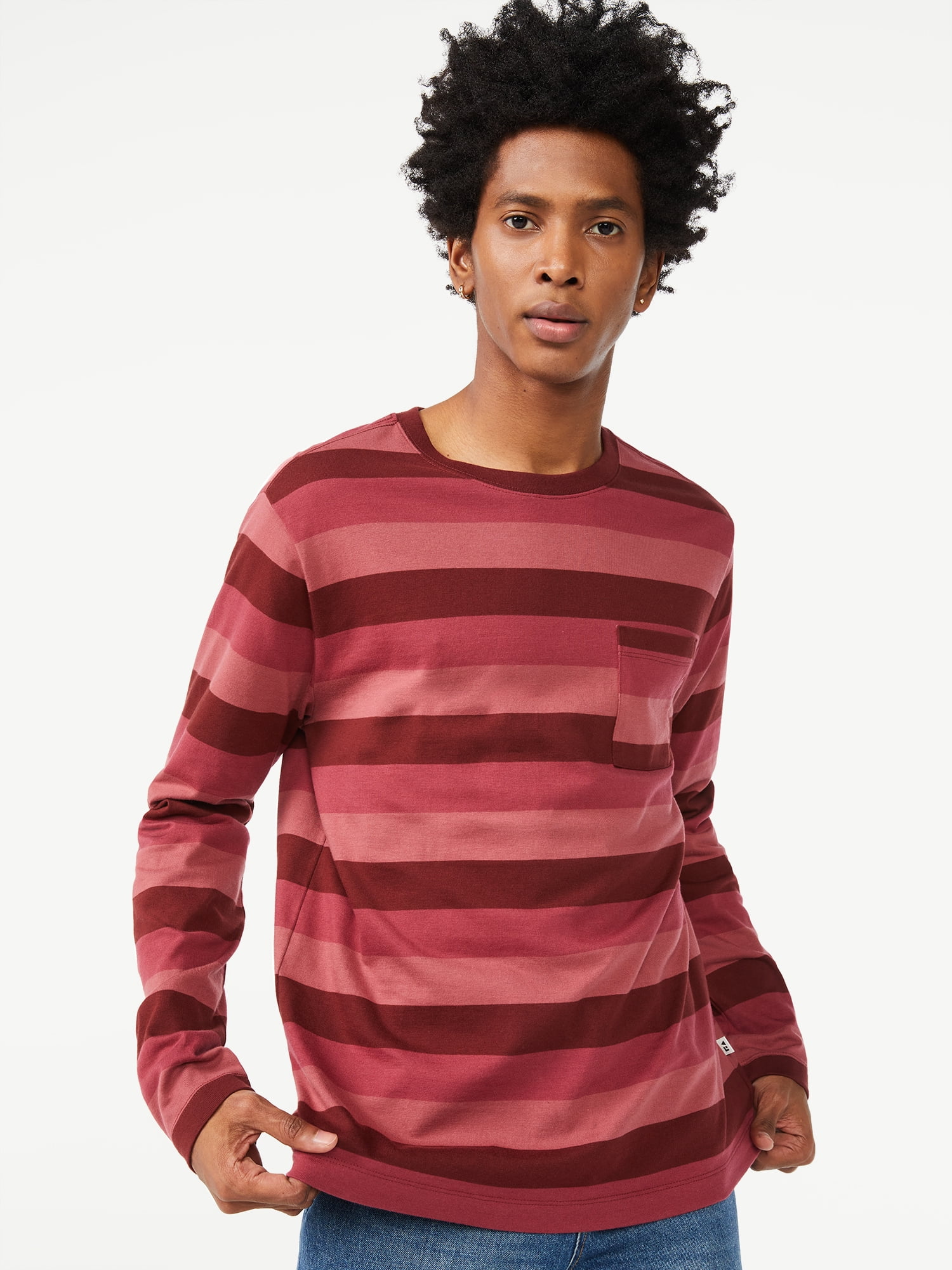 pink and black striped long sleeve t shirt