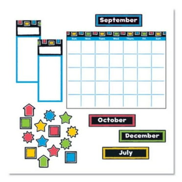 Trend T8392 Bold Strokes Wipe-off Calendar Bulletin Board Set, Assorted, 18" X 26.5"
