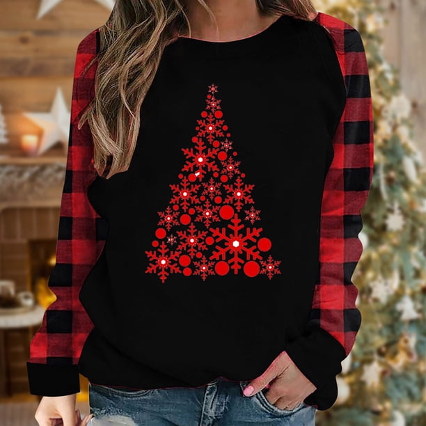 Pntutb - Camiseta holgada con estampado de moda para mujer, blusa de manga larga, cuello redondo, tops casuales Pntutb Pntutb-1650