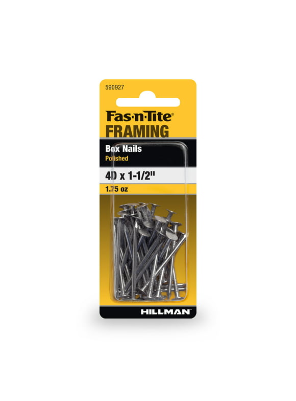 Fas-N-Tite Box Nails 4D x1.5", Polished Finish, Steel, Interior Nails