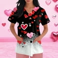 thumbnail image 3 of Garbnen Valentine Scrubs Plus Size Gradient Love Heart Pattern Short Sleeve V Neck Workwear Women with Pocket Stretch Uniforms Scrubs for Women S-5XL, 3 of 5