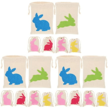 18 Pcs Bunny Drawstring Bag Candy Packing Bags Easter Themed Snack Gifts Jewelry for Decor