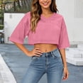 thumbnail image 4 of WDDDD Women's Solid Athletic Short Sleeve Streetwear Cute Top XXL, 4 of 5
