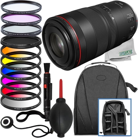 Canon RF 100mm f/2.8L Macro IS USM Lens with Deluxe Accessory Bundle: Variable Neutral Density Filter (ND2-ND400)  3PC UV Filter Kit  Wide-Angle Lens Filter with Detachable Macro & Much More