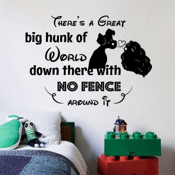Lady and the Tramp Fence Quote Disney Cartoon Quotes Wall Sticker Art Decal for Girls Boys Room Bedroom Nursery Kindergarten House Fun Home Decor Stickers Wall Art Vinyl Decoration Size (27x30 inch)