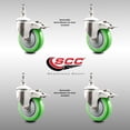 thumbnail image 2 of 4 Inch 316SS Green Polyurethane Wheel Swivel 3/8 Inch Stem Caster Set Lock Brake, 2 of 2