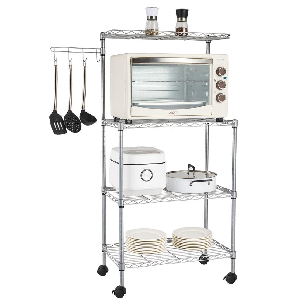 SogesPower Kitchen Bakers Rack Utility Microwave Oven Stand with Little Hooks Storage Cart Workstation Shelf,SP-LD-MR01 