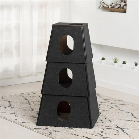 UPC: 0810117400736 | Happystack Cat Tower Model HS3SQBLK1 Pyramid Design in Black Indoor/Outdoor Carpet