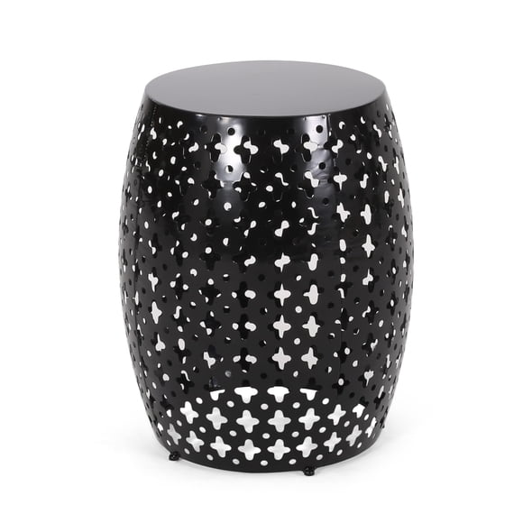 Mesa Benzara BM324085 redonda para exteriores de 17 pulgadas, color negro