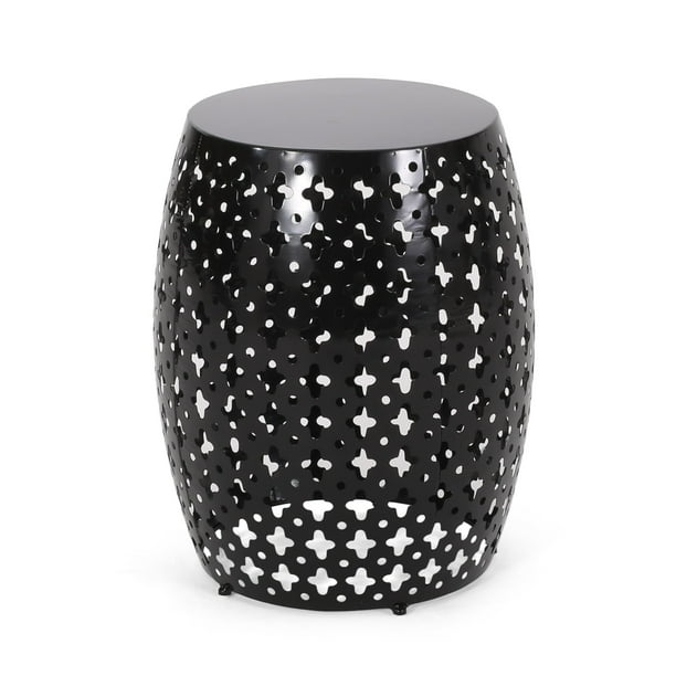 Mesa Benzara BM324085 redonda para exteriores de 17 pulgadas, color negro