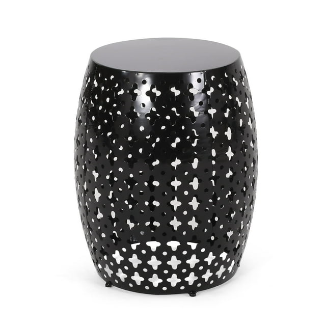 Mesa Benzara BM324085 redonda para exteriores de 17 pulgadas, color negro