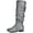 GREY/PU, variant on BURUDANI Women's Platform Knee High Boots Fashion Suede/Pu Flat Pull On Fall Weather Slouchy Knee High Boots Blvd Grey Size 10