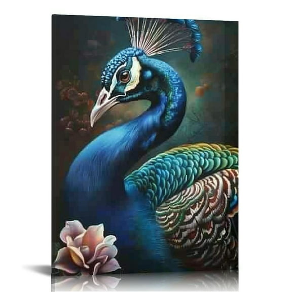 ONETECH Green Elegant Peacock Canvas Wall Art Aesthetic Peacocks Lovers Picture Prints Artwork Gallery Bird Animal Poster Wall Decor for Bedroom Living Room Decoration