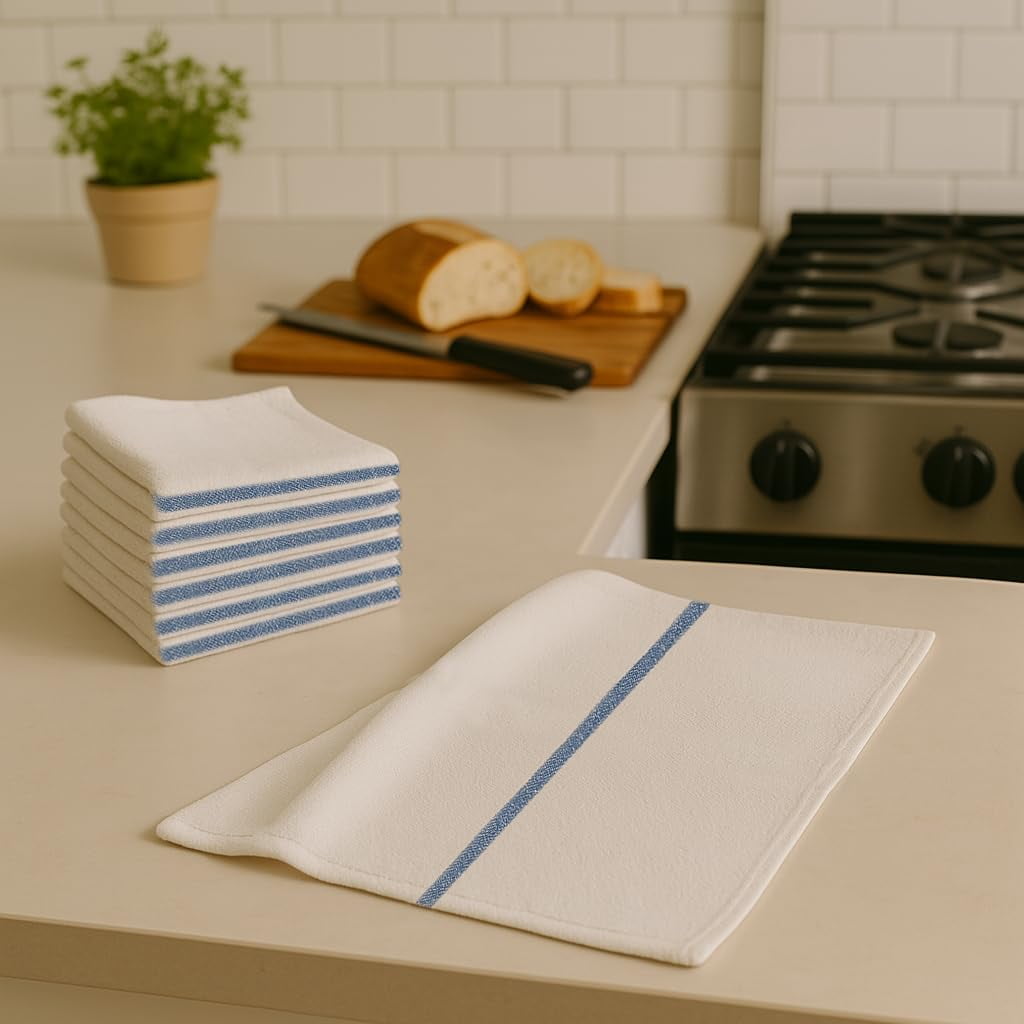 Zuperia 60-pack Bar Mop Towels - (16" x 19" inches) Cotton Kitchen Towels, High Absorbency Reusable Dish Cloths - Ideal for Home and Restaurants