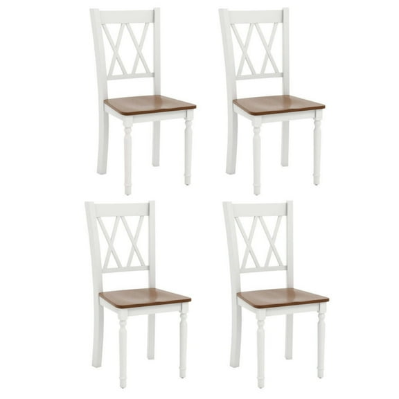 Demi Bonn Set of 4 Wooden Farmhouse Kitchen Dining Chairs with Rubber Wood Seat and Backrest for Dining Room Living Room, Brown