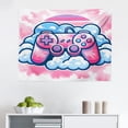 thumbnail image 2 of Ambesonne Pink Wall Hanging Tapestry, Girly Gamer Concept Controller, 28"x23", Purple Pale Blue, 2 of 3