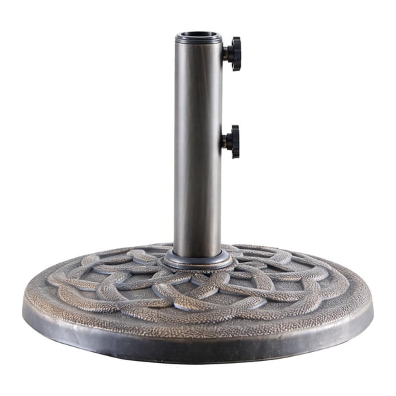 Gianna 16.5 Inch Umbrella Base - 2 Manual Knobs, 22 LBS Resin Base, 2 Adapters, Weather-Resistant, Bronze Powder-Coated Construction for Outdoor Umbrellas