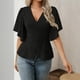 thumbnail image 3 of Casual Tops V-Cuello Manga Corta Suéter Camisa Moda Tee para las Mujeres Elegante Blusa de Verano, 3 of 5