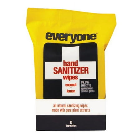 Everyone Hand Sanitizer Wipes Natural Towelettes, Coconut and Lemon, 30 Ea, 2 Pack