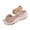 Khaki, variant on Khaki Women'S Sandals Peep Toe Wedge With Adjustable Metal Buckle Strap Soft Cushioned Insole Textured Outsole Breathable Faux Upper Supportive For Beach Daily