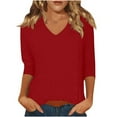 thumbnail image 2 of Dxzfnsa Blouses for Women Dressy Casual Womens 3/4 Length Sleeve T-Shirts Casual Crewneck Tops Shirts Basic Tee Blouses 2025 Loose Fit Pullover S-2XL, 2 of 7